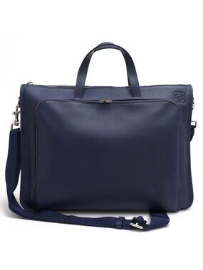 Loewe Briefcase Business Leather Navy 358.29 New Toledo Wide New Anagram